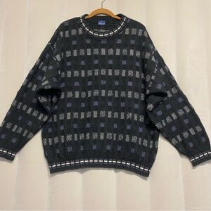 Vintage Daniel Hechter Men’s Sweater Paris France Mohair 3D Textured Knit 1990s